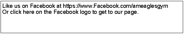 Text Box: Like us on Facebook at https://www.Facebook.com/ameaglesgymOr click here on the Facebook logo to get to our page.  